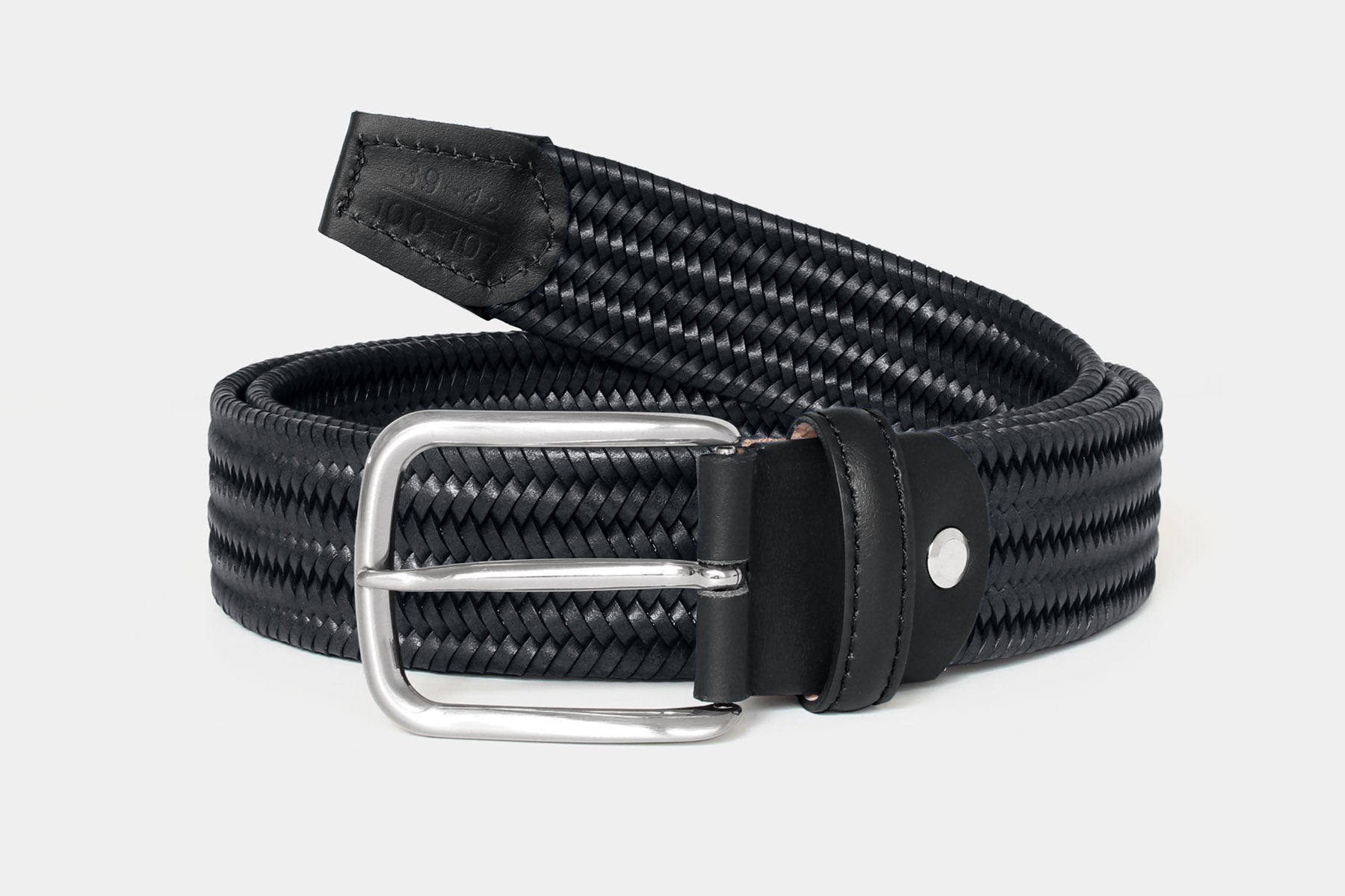 1068 Black - elastic woven leather