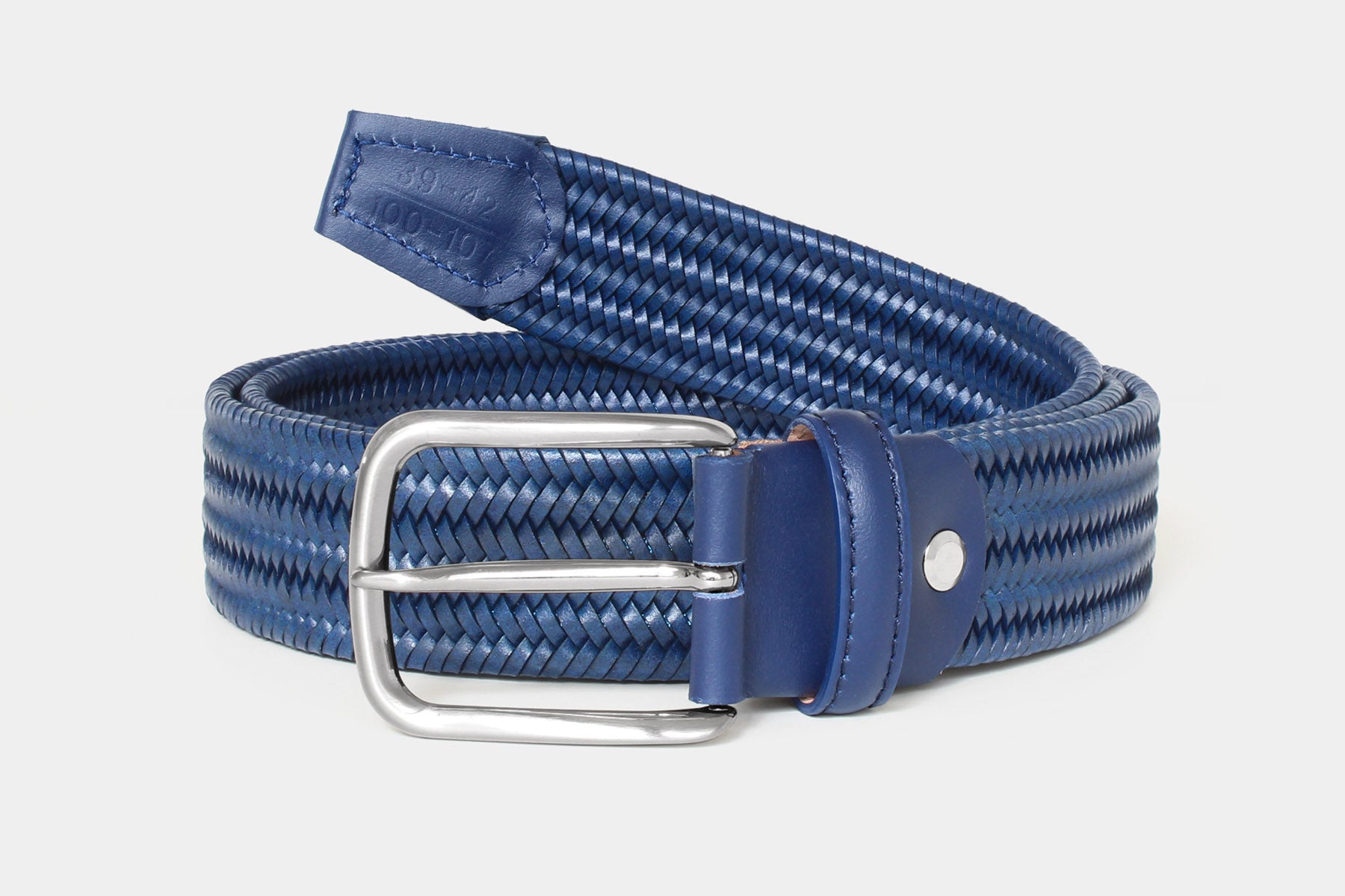 1068 Blue - elastic woven leather