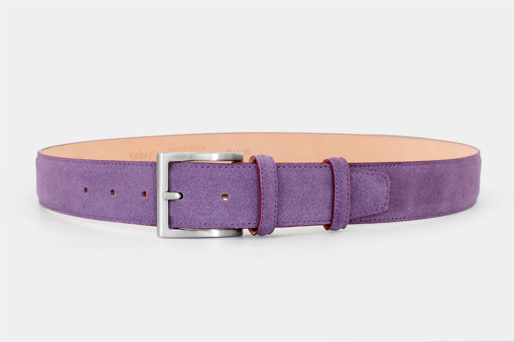 Men’s violet suede Italian leather belt with silver buckle. Handmade in Italy.