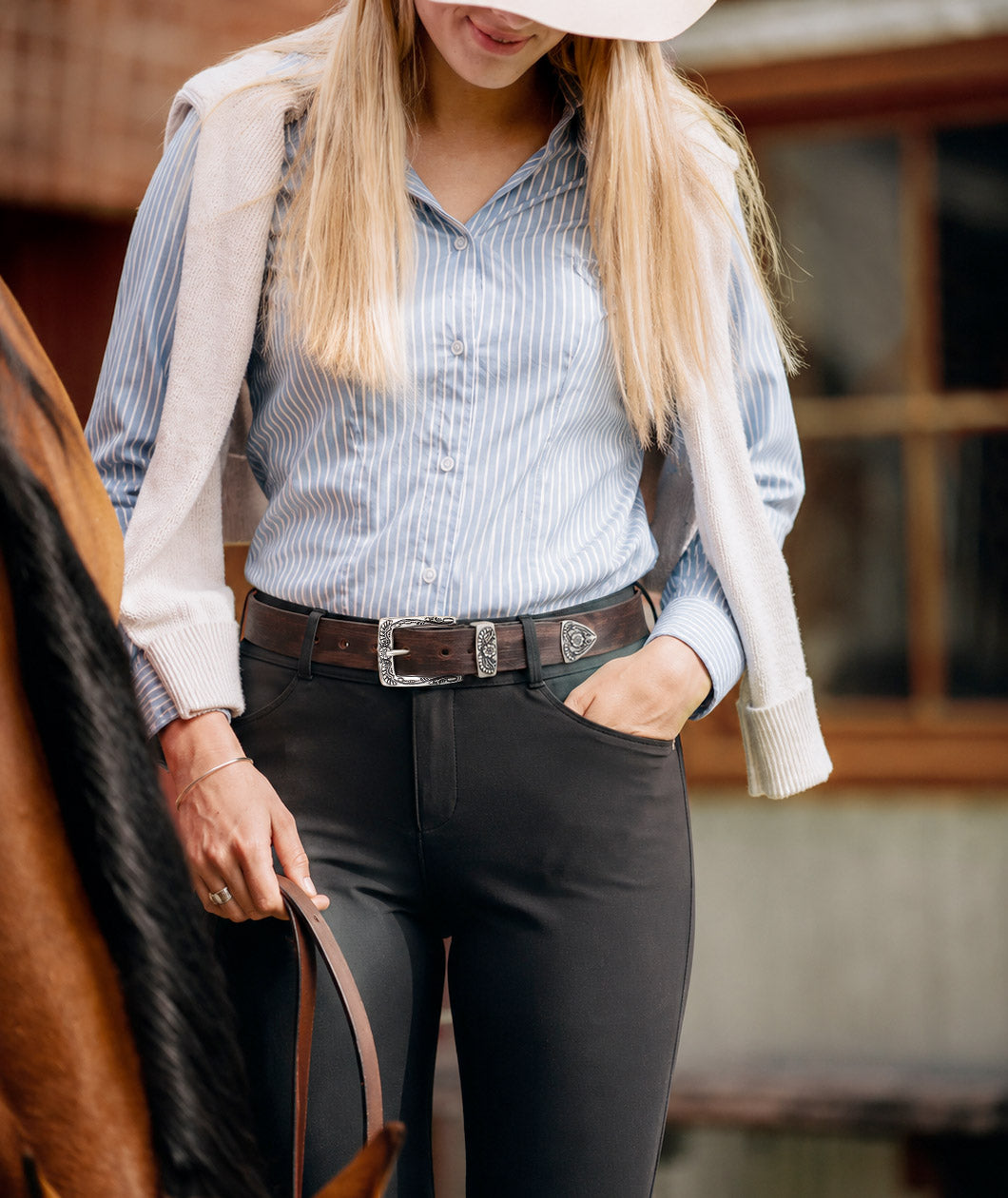 Women's western leather belt for casual country style outfits