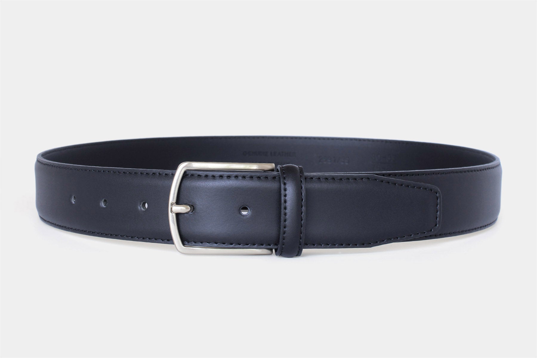 Men’s navy formal Italian leather belt with silver solid brass buckle. Handmade in Italy.