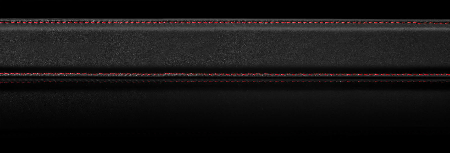 Men’s black calfskin Italian leather belt with red stitched edge on black