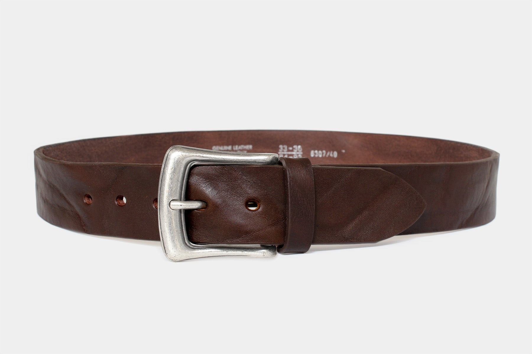 Men’s brown Italian solid hide leather jeans belt with western style buckle. Handmade in Italy.