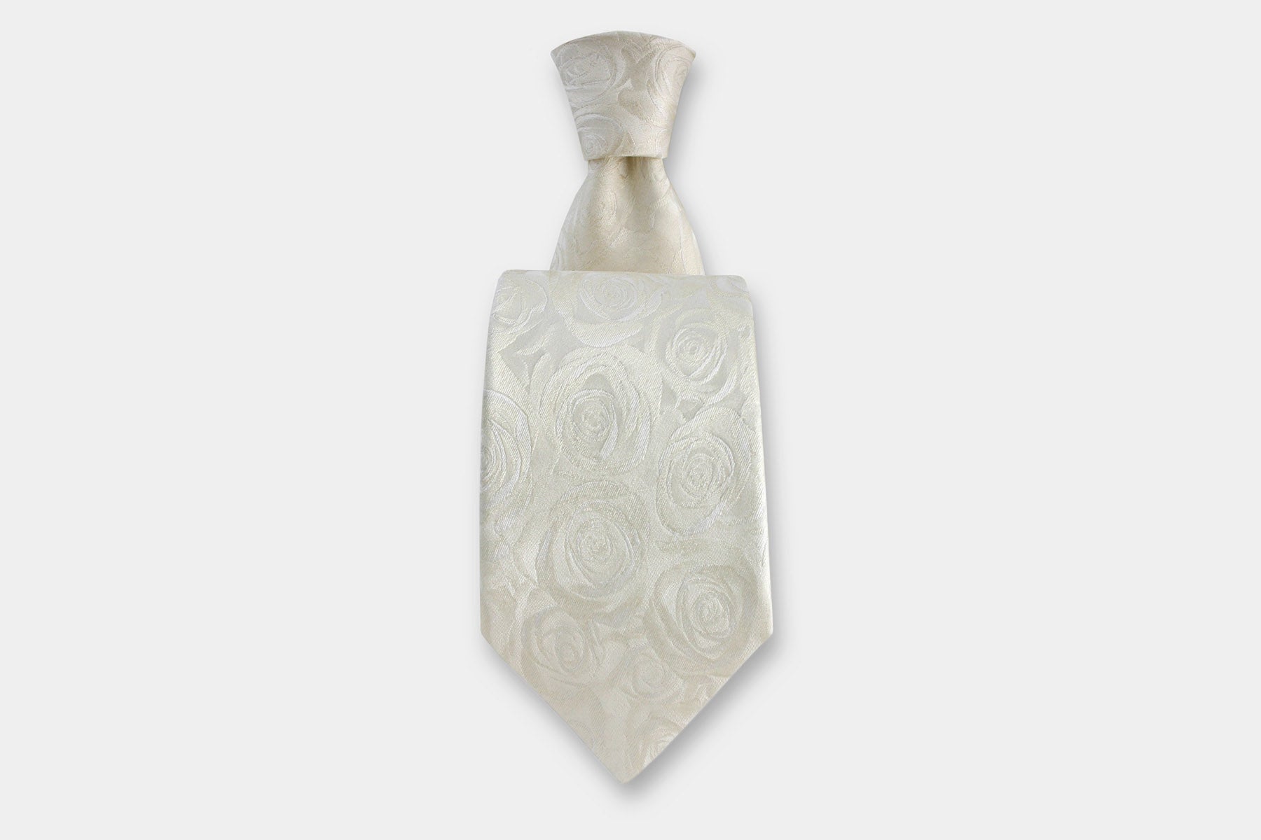 Robert Charles silk tie with an intricate rose weave in soft ivory - perfect for weddings. Handmade in Italy.