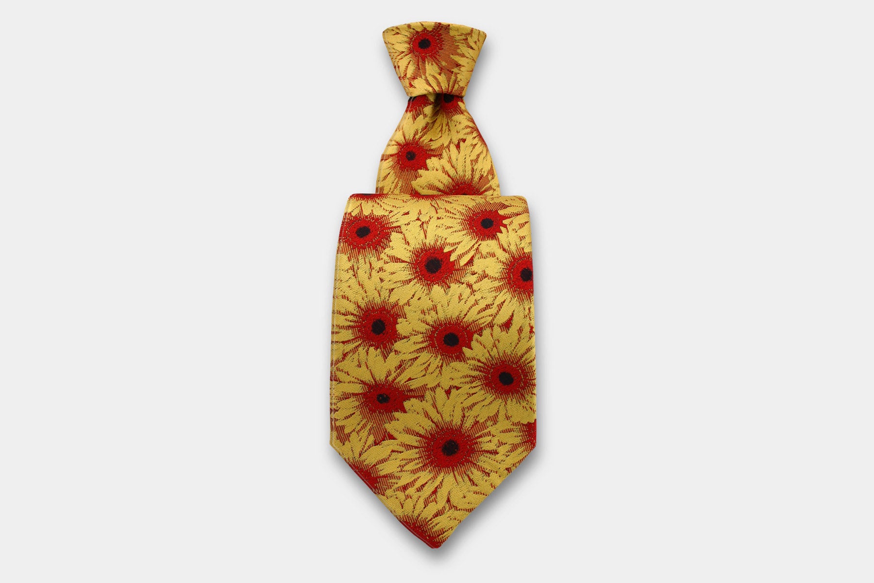 Robert Charles gerbera yellow silk tie. Handmade in Italy, presented with a classic knot.