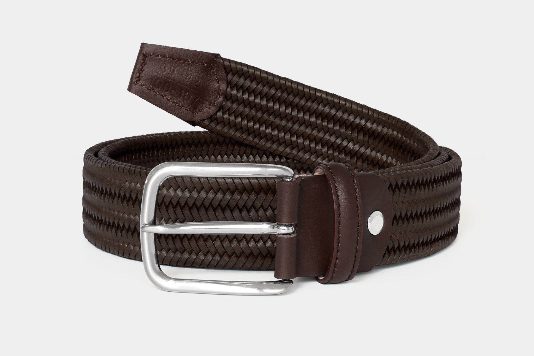 1068 Brown - elastic woven leather