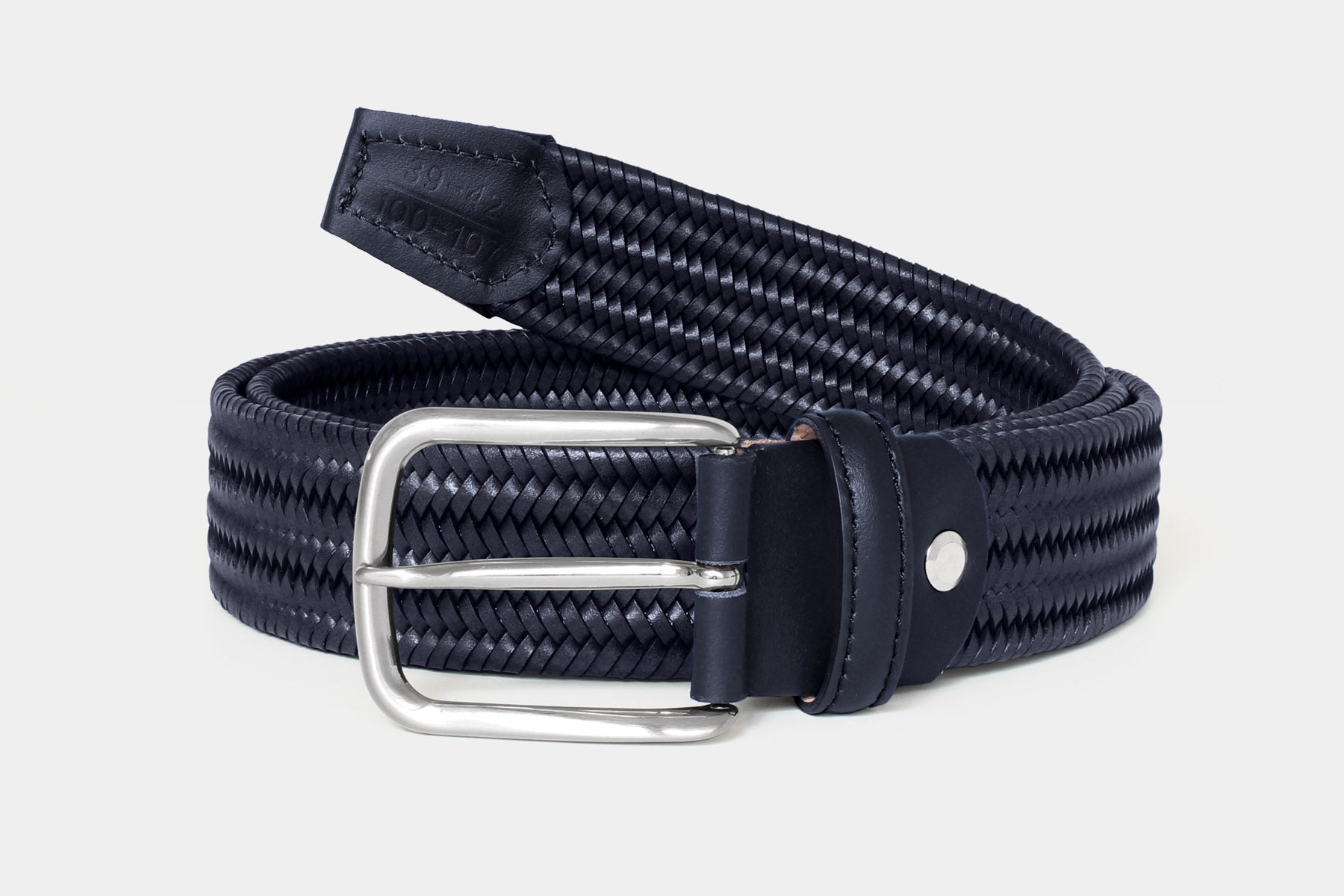 1068 Navy - elastic woven leather