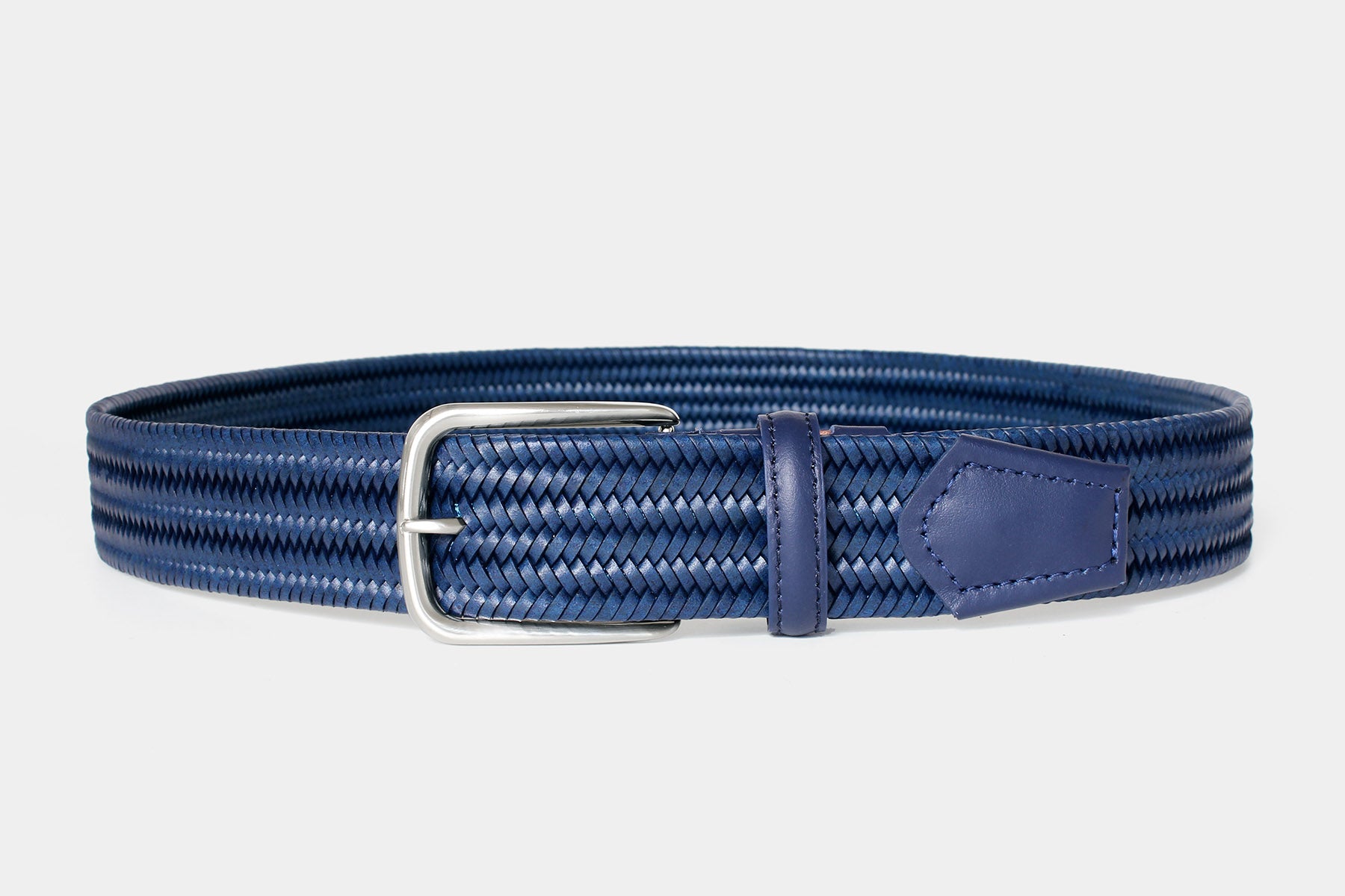 1068 Blue - elastic woven leather