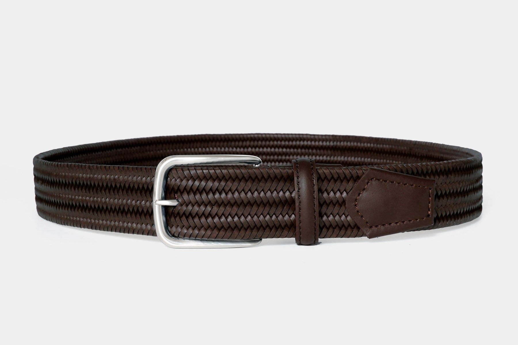 1068 Brown - elastic woven leather