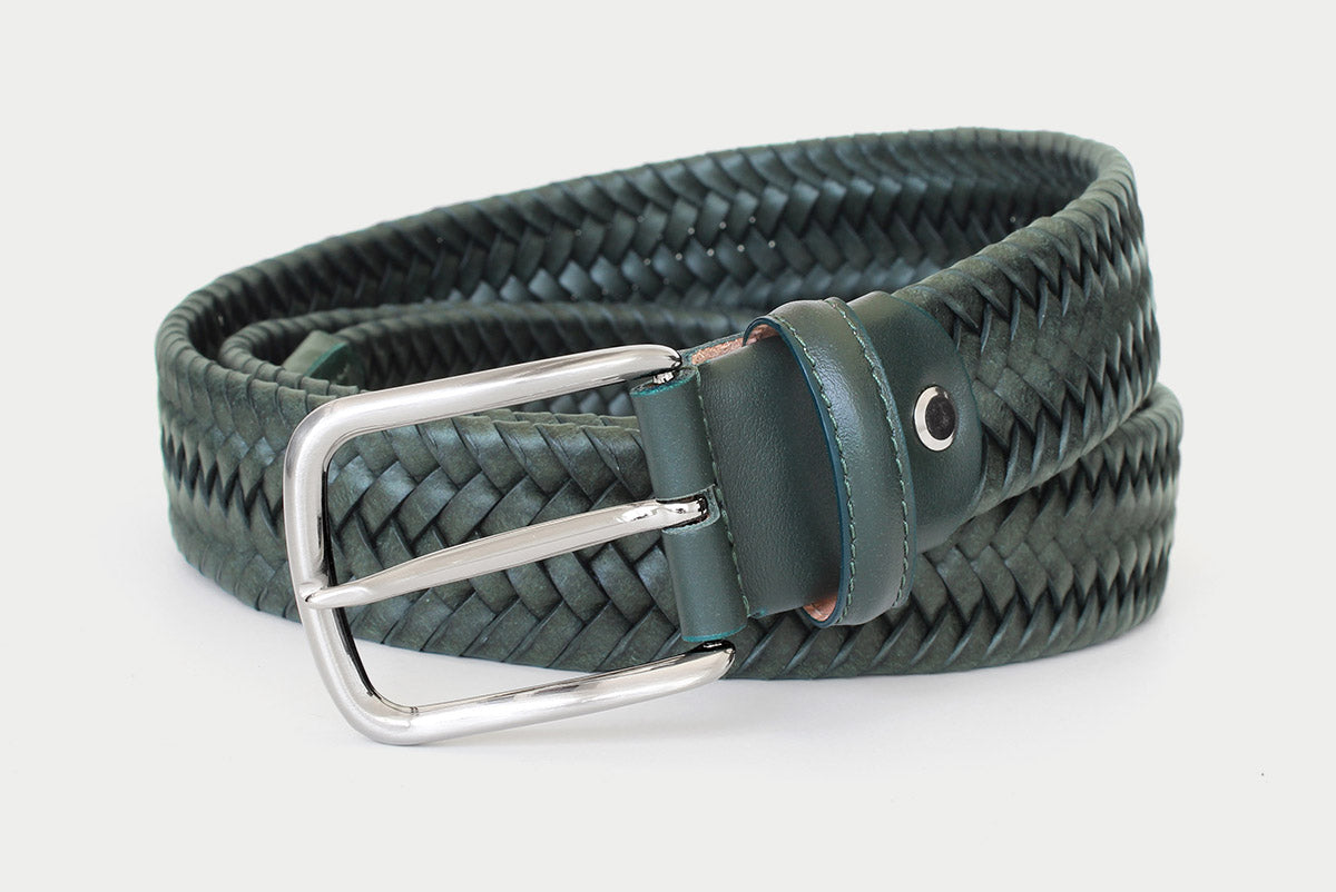 1105 Forest green - braided leather