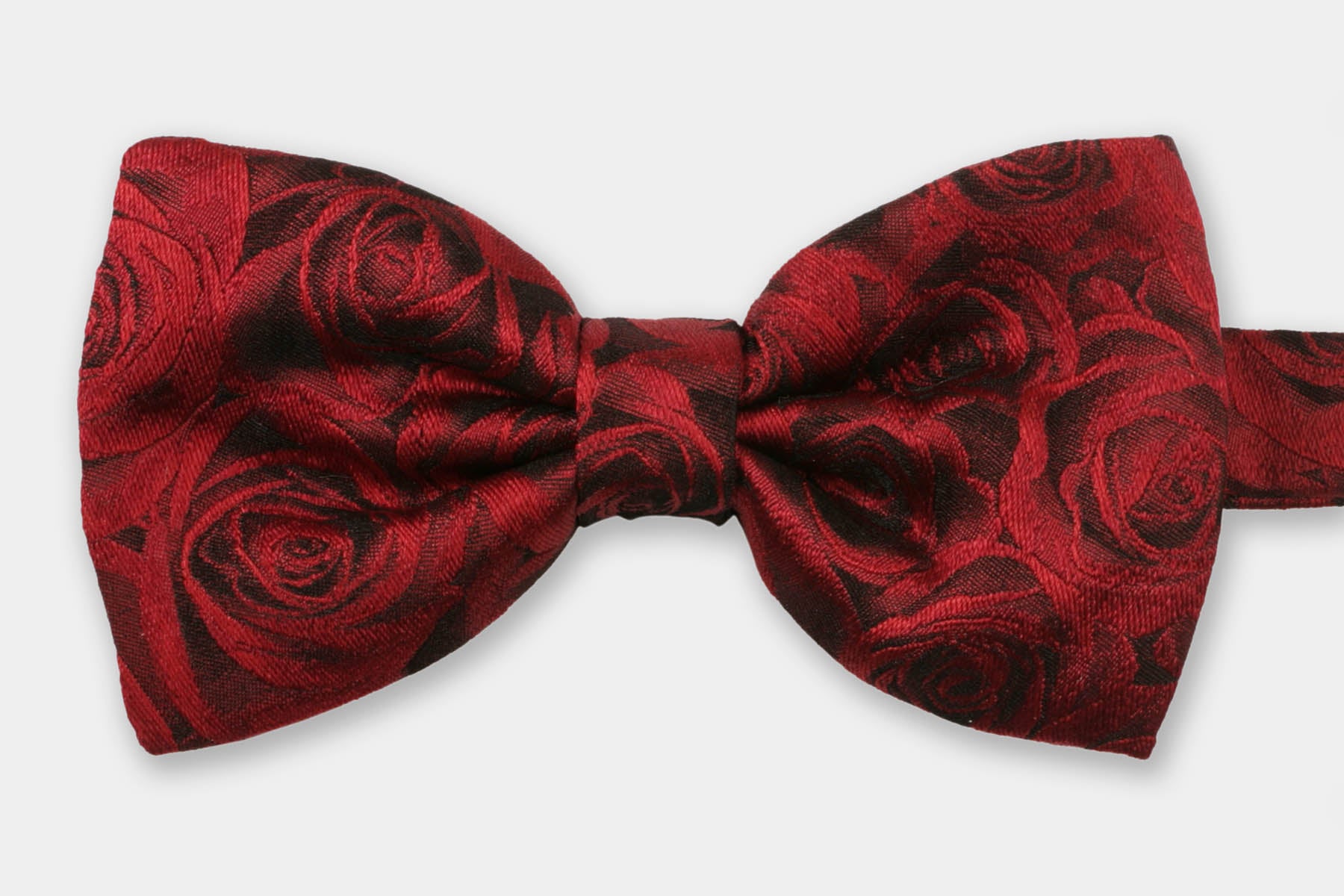 Robert Charles red rose pre-tied silk bow tie. Handmade in Italy